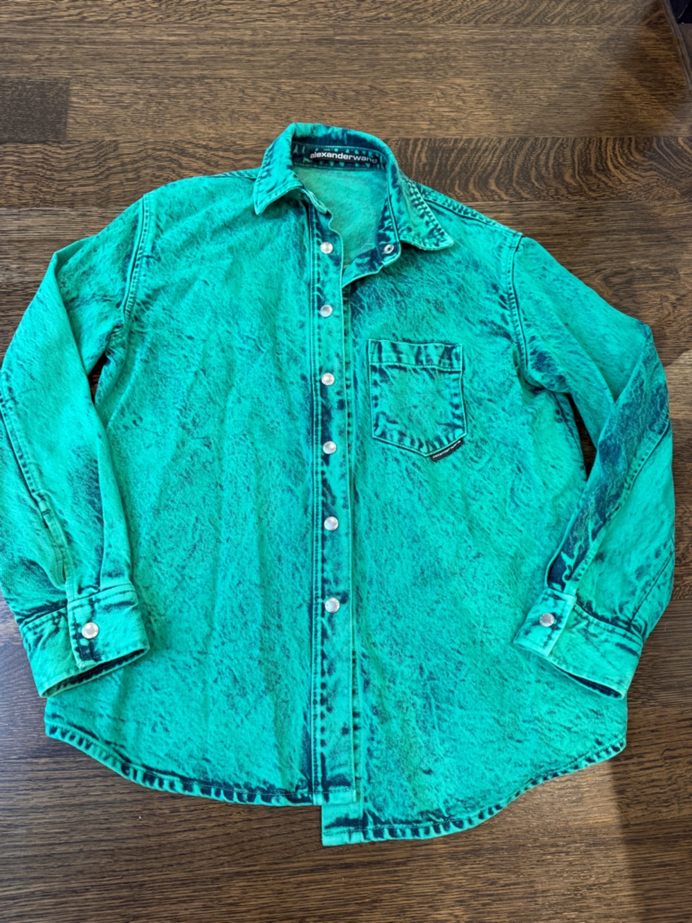 Alexander Wang Turquoise Washed Denim Shirt Jacket